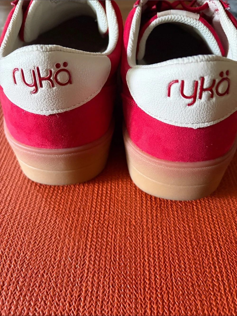 Ryka Women's Bright Red Lace-Up Athletic Sneakers Viv Next in Salsa Red 9.5 Wide